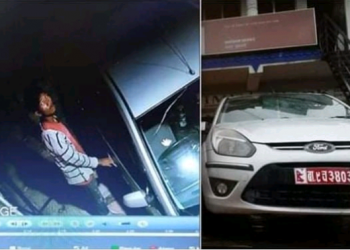 सुनसरीको खनार बाट कार चाेरी : तस्विर हातमा बाेकेर चाेर खाेज्दै प्रहरी