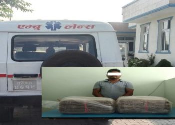 एम्बुलेन्समा गाँजा व्यापार बिराटनगर बाट चालक सहित पक्राउ ।